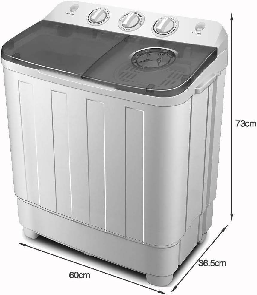 Portable Twin Tub Washing Machine 8.5 KG Total Capacity Washer And Spin Dryer Combo Compact For Camping Dorms Apartments College Rooms 6.5KG Washer 2 KG Drying Black&White - Amazing Gadgets Outlet