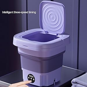 Portable Washing Machine, Foldable Mini Small Washer for Baby Clothes, Underwear or Small Items, Washing Machine with Drain Basket for Travelling, Camping, Apartment, Dorm, Purple - Amazing Gadgets Outlet