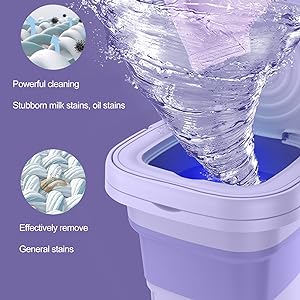 Portable Washing Machine, Foldable Mini Small Washer for Baby Clothes, Underwear or Small Items, Washing Machine with Drain Basket for Travelling, Camping, Apartment, Dorm, Purple - Amazing Gadgets Outlet