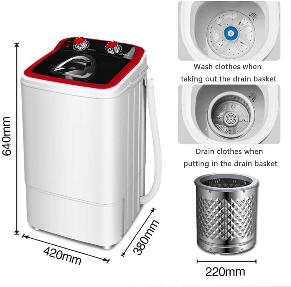 Portable Washing Machine, Small Household Elution Integrated With Drying Semi - automatic Large - capacity Dormitory Single Barrel, 4.6kg Large - capacity Blue Light Antibacterial - Amazing Gadgets Outlet