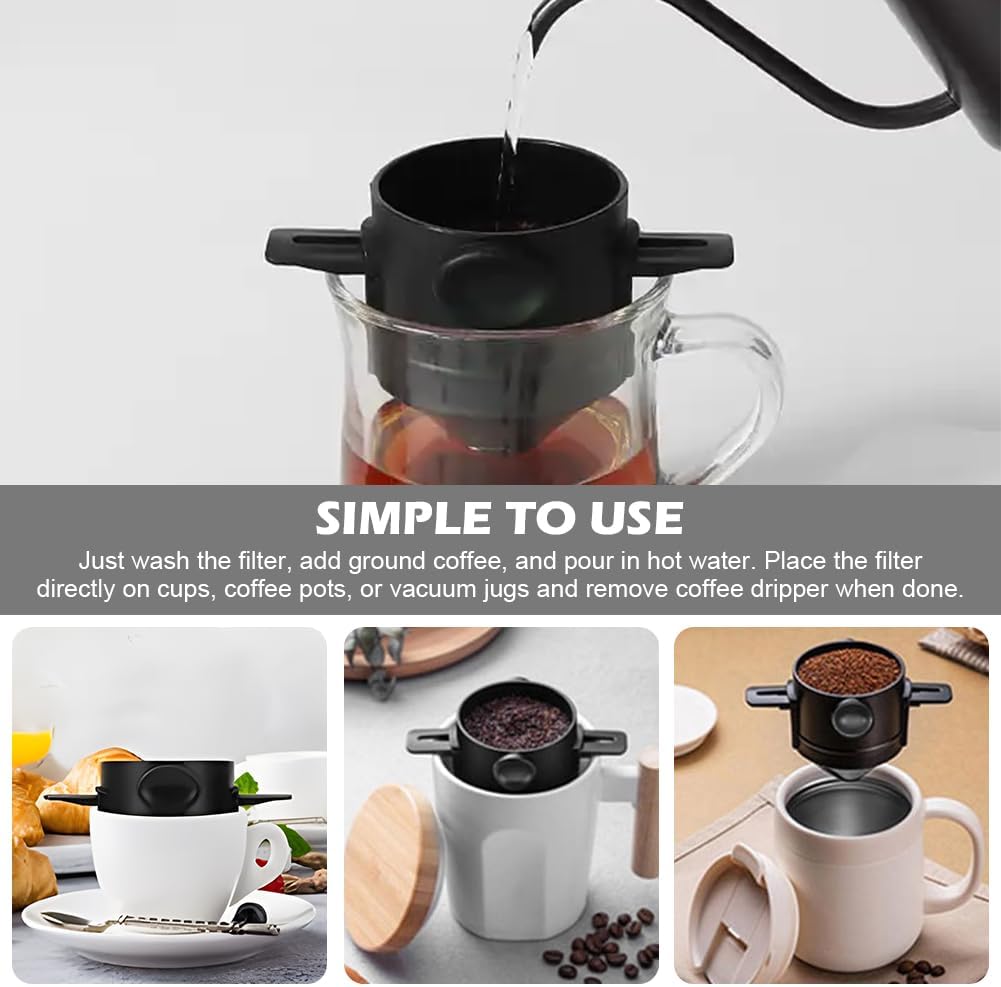 Pour Over Coffee Dripper & Cleaning Brush,Pour Over Coffee Maker 1 - 2 Cup,Reusable Cone Coffee Dripper Filter,Stainless Steel Resin Coffee Maker Filters,for Home, Travelling and Camping - Amazing Gadgets Outlet