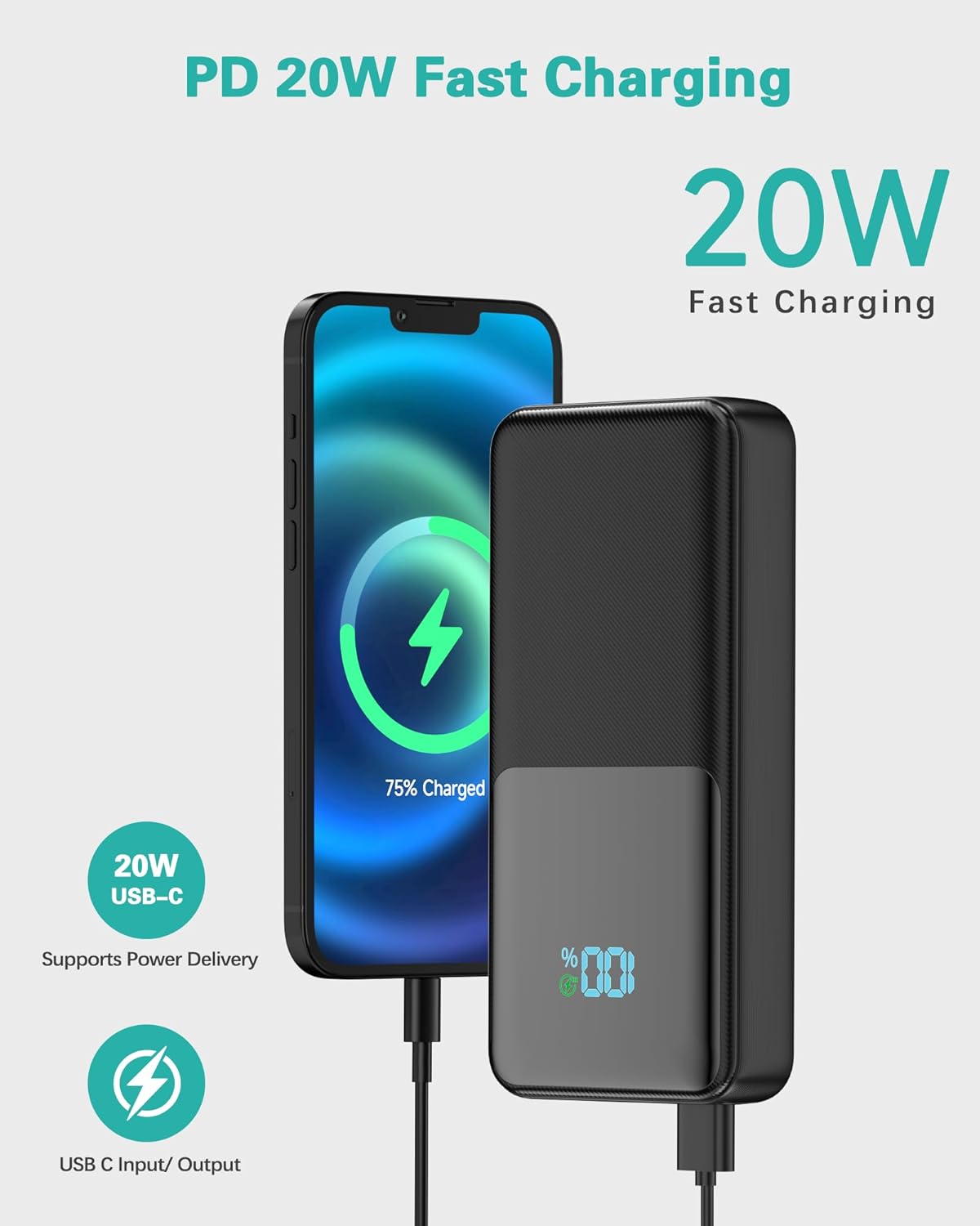 Power Bank 36000mAh Huge Capacity Portable Charger, Fast Charging PD 20W USB C Battery Pack, Power Bank Fast Charging with Smart LED Display Compatible with iPhone Tablet Laptop Travel Camping - Amazing Gadgets Outlet