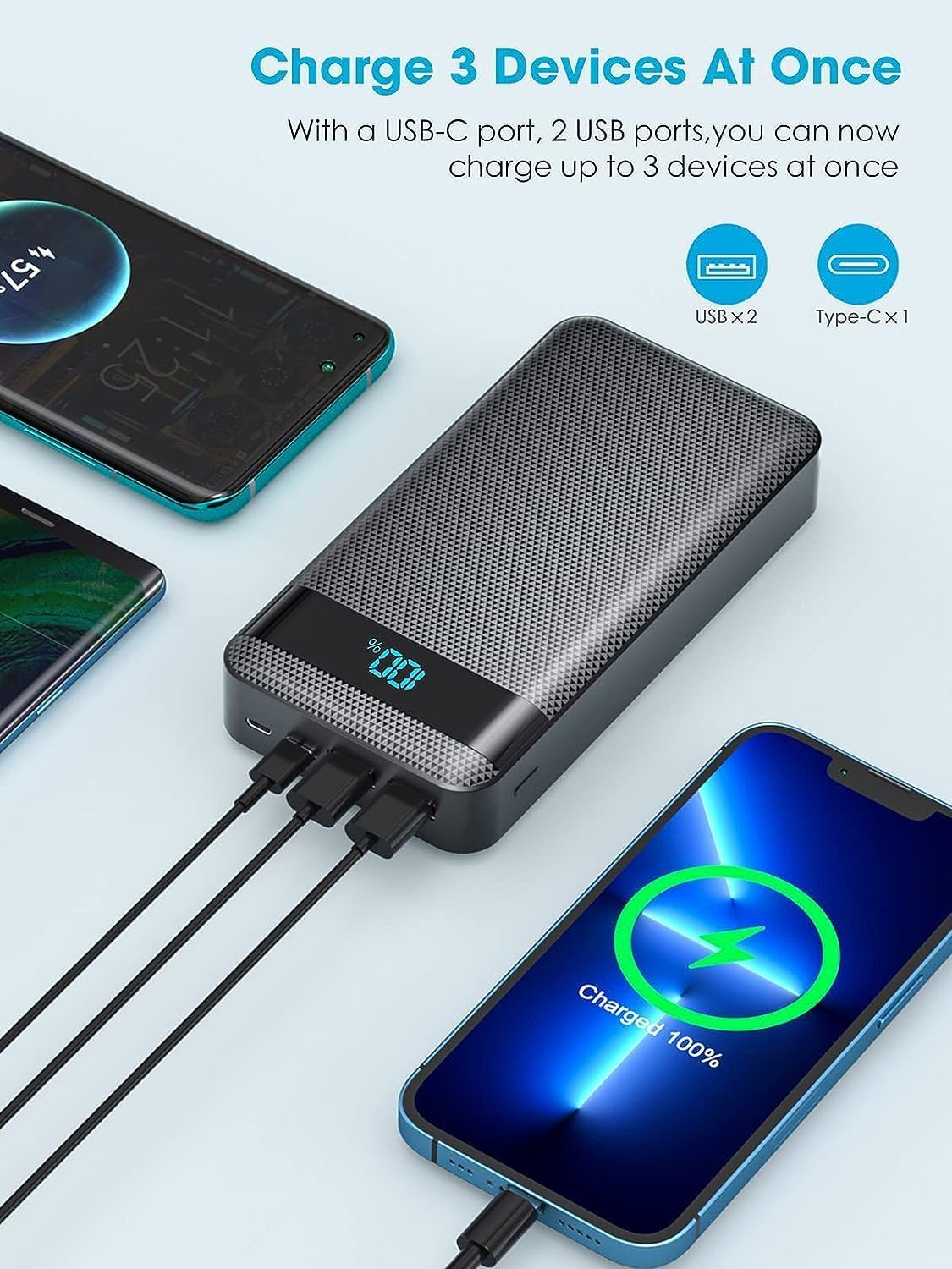 Power Bank 46800mAh Large Capacity Battery Pack, Fast Charging 22.5W & QC3.0 PD Portable Charger, 4 Charging Ports, LED Digtal Display, Pocket Size Phone Charger Compatible with iPhone/Android/Tablet - Amazing Gadgets Outlet