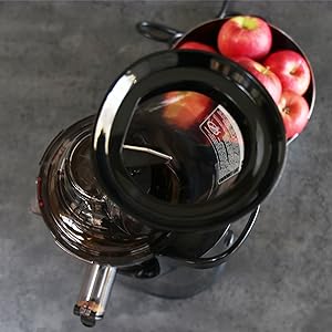 Powerful Masticating Juicer for Whole Fruits and Vegetables, Fresh Healthy Juice, Sorbet, Ice Cream, Wide Mouth 75mm Feeding Chute, BPA Free, 240 - Watt, Cold Press, Black Stainless Steel Fridja f1900 - Amazing Gadgets Outlet