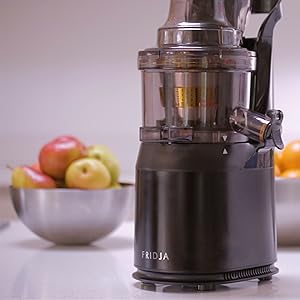 Powerful Masticating Juicer for Whole Fruits and Vegetables, Fresh Healthy Juice, Sorbet, Ice Cream, Wide Mouth 75mm Feeding Chute, BPA Free, 240 - Watt, Cold Press, Black Stainless Steel Fridja f1900 - Amazing Gadgets Outlet