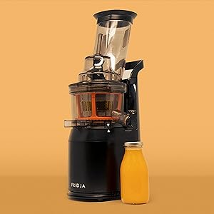 Powerful Masticating Juicer for Whole Fruits and Vegetables, Fresh Healthy Juice, Sorbet, Ice Cream, Wide Mouth 75mm Feeding Chute, BPA Free, 240 - Watt, Cold Press, Black Stainless Steel Fridja f1900 - Amazing Gadgets Outlet