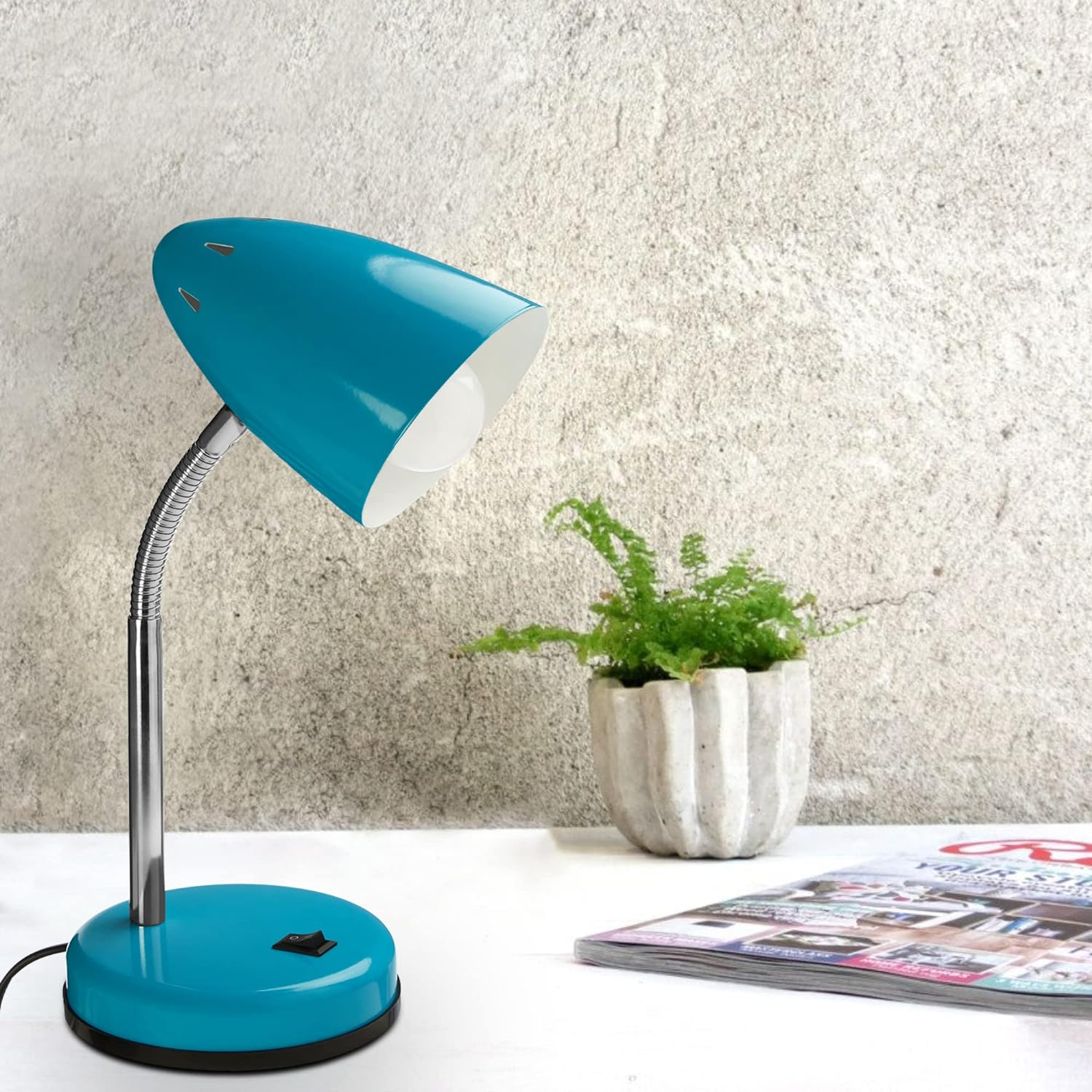 Premier Housewares 2501286 Luma Flexi Desk Lamp - Blue , H37 x W13 x D13cm - Amazing Gadgets Outlet