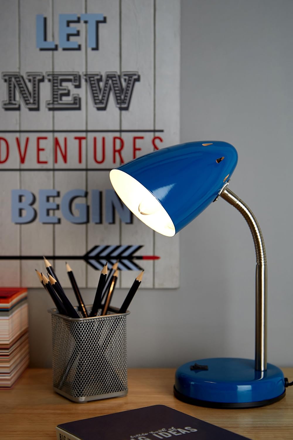 Premier Housewares 2501286 Luma Flexi Desk Lamp - Blue , H37 x W13 x D13cm - Amazing Gadgets Outlet