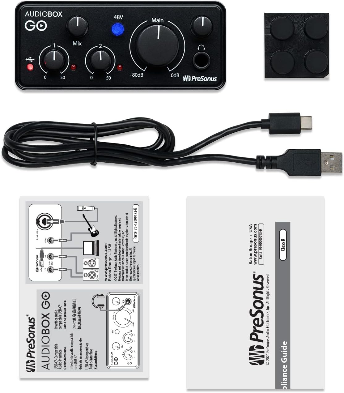 PreSonus AudioBox GO, USB - C, Audio Interface, For Music Production with Studio One DAW Recording Software, Music Tutorials, Sound Samples and Virtual Instruments - Amazing Gadgets Outlet