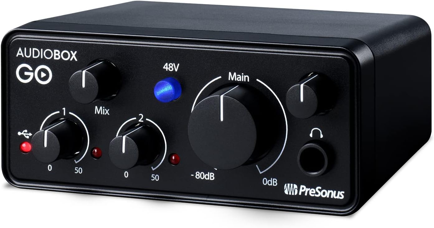 PreSonus AudioBox GO, USB - C, Audio Interface, For Music Production with Studio One DAW Recording Software, Music Tutorials, Sound Samples and Virtual Instruments - Amazing Gadgets Outlet