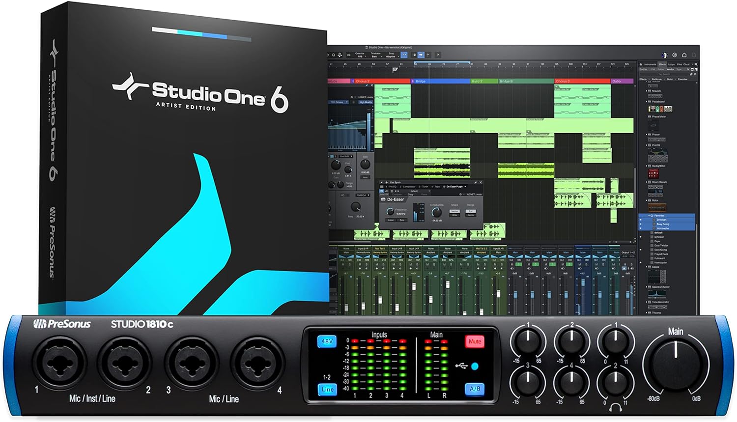 PreSonus Studio 24c, USB - C, Audio Interface, For Recording, Streaming, Podcasting with Software Bundle Including Studio One Artist, Ableton Live Lite DAW - Amazing Gadgets Outlet