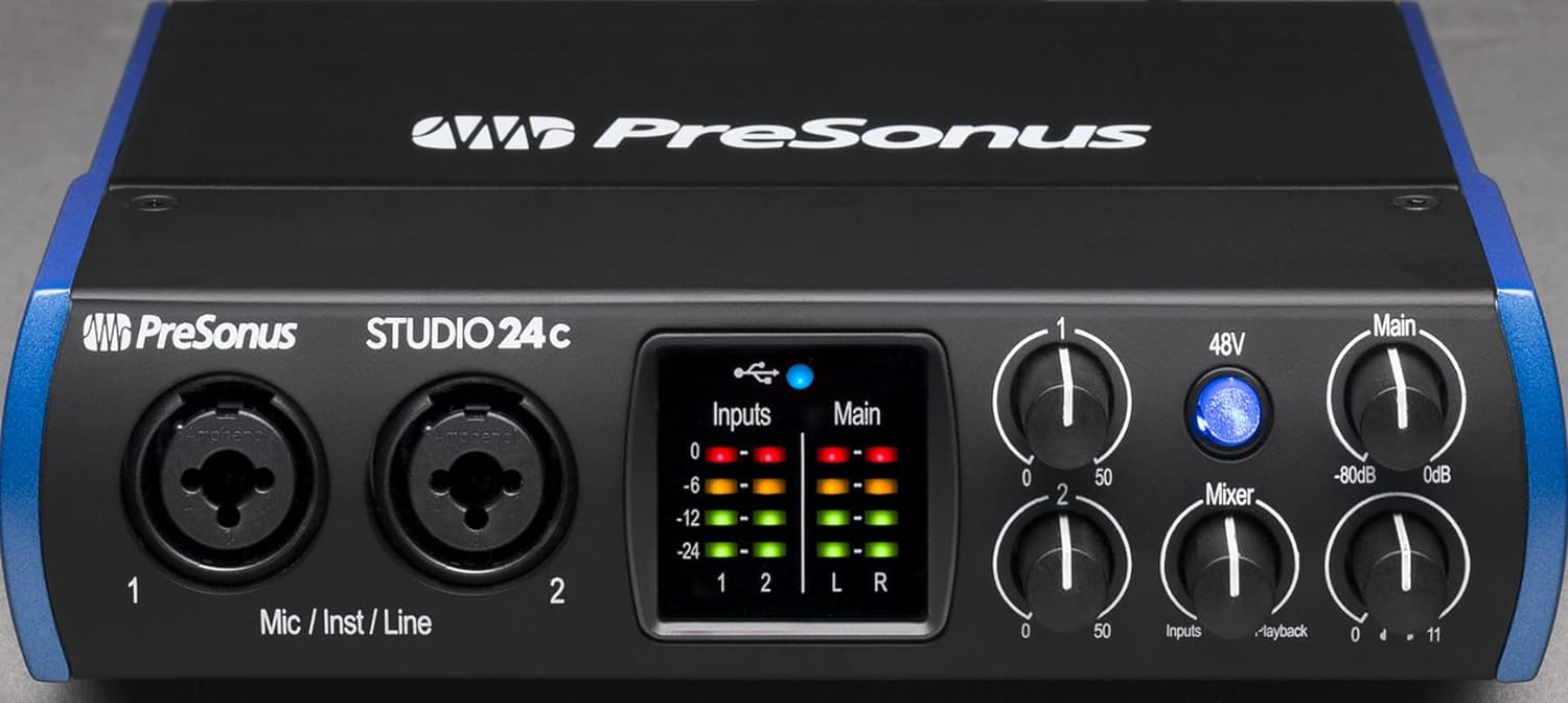 PreSonus Studio 24c, USB - C, Audio Interface, For Recording, Streaming, Podcasting with Software Bundle Including Studio One Artist, Ableton Live Lite DAW - Amazing Gadgets Outlet