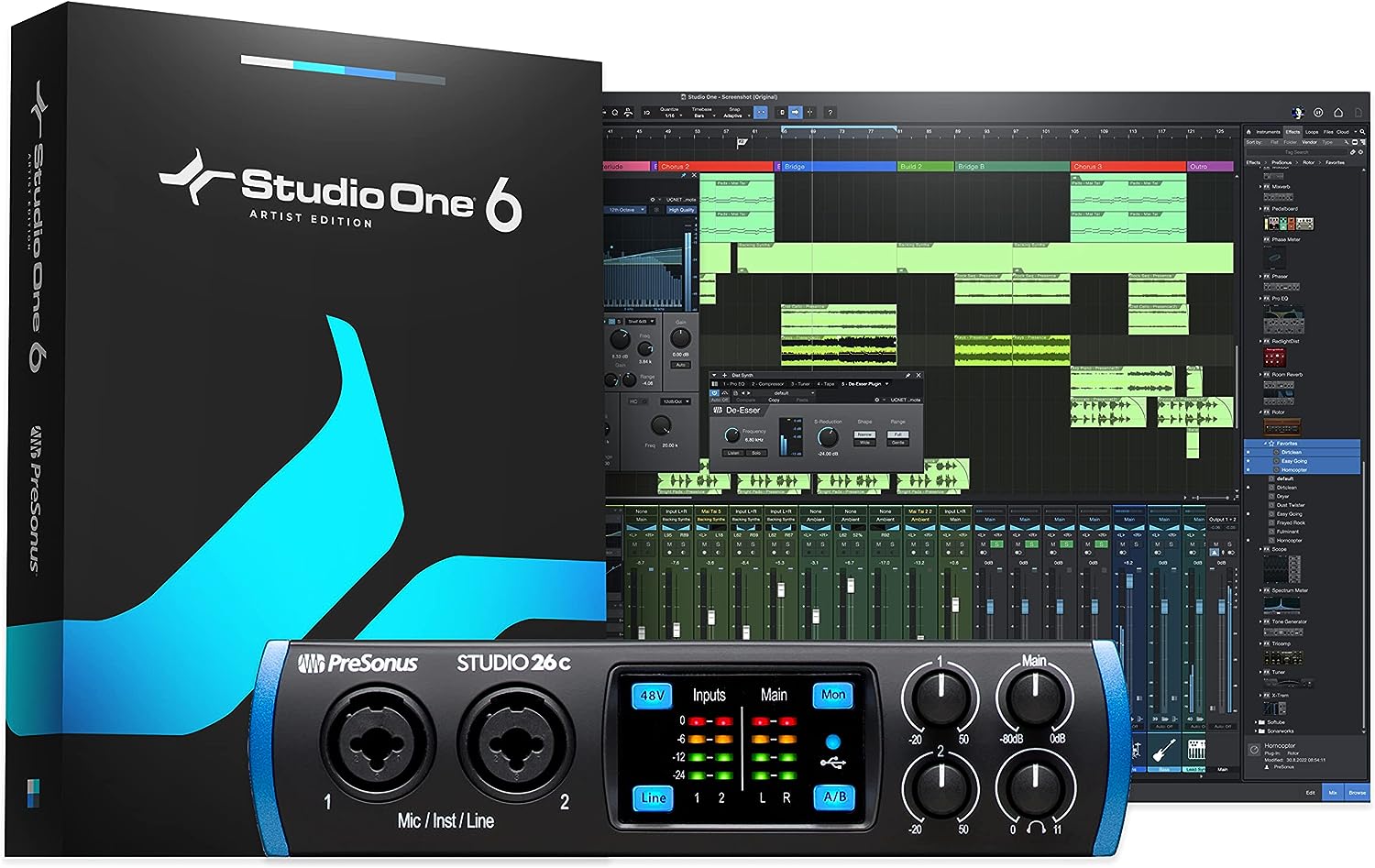 PreSonus Studio 24c, USB - C, Audio Interface, For Recording, Streaming, Podcasting with Software Bundle Including Studio One Artist, Ableton Live Lite DAW - Amazing Gadgets Outlet