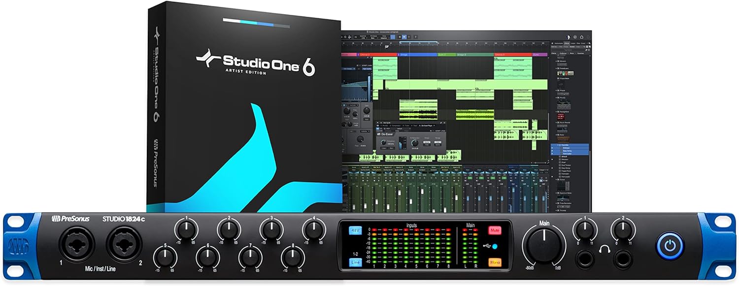 PreSonus Studio 24c, USB - C, Audio Interface, For Recording, Streaming, Podcasting with Software Bundle Including Studio One Artist, Ableton Live Lite DAW - Amazing Gadgets Outlet