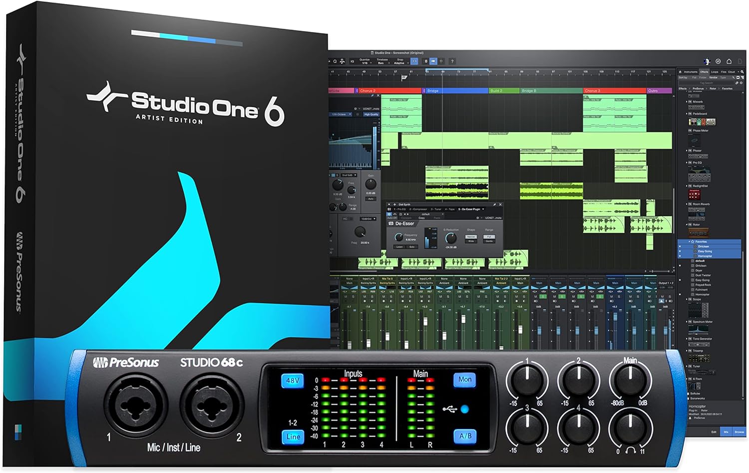 PreSonus Studio 24c, USB - C, Audio Interface, For Recording, Streaming, Podcasting with Software Bundle Including Studio One Artist, Ableton Live Lite DAW - Amazing Gadgets Outlet