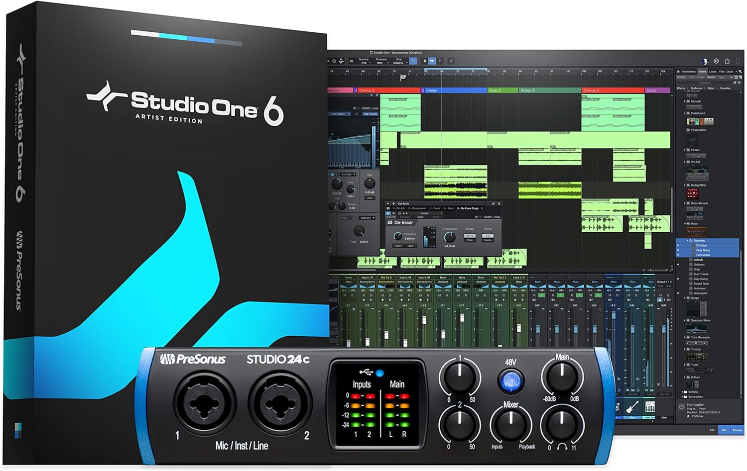 PreSonus Studio 24c, USB - C, Audio Interface, For Recording, Streaming, Podcasting with Software Bundle Including Studio One Artist, Ableton Live Lite DAW - Amazing Gadgets Outlet