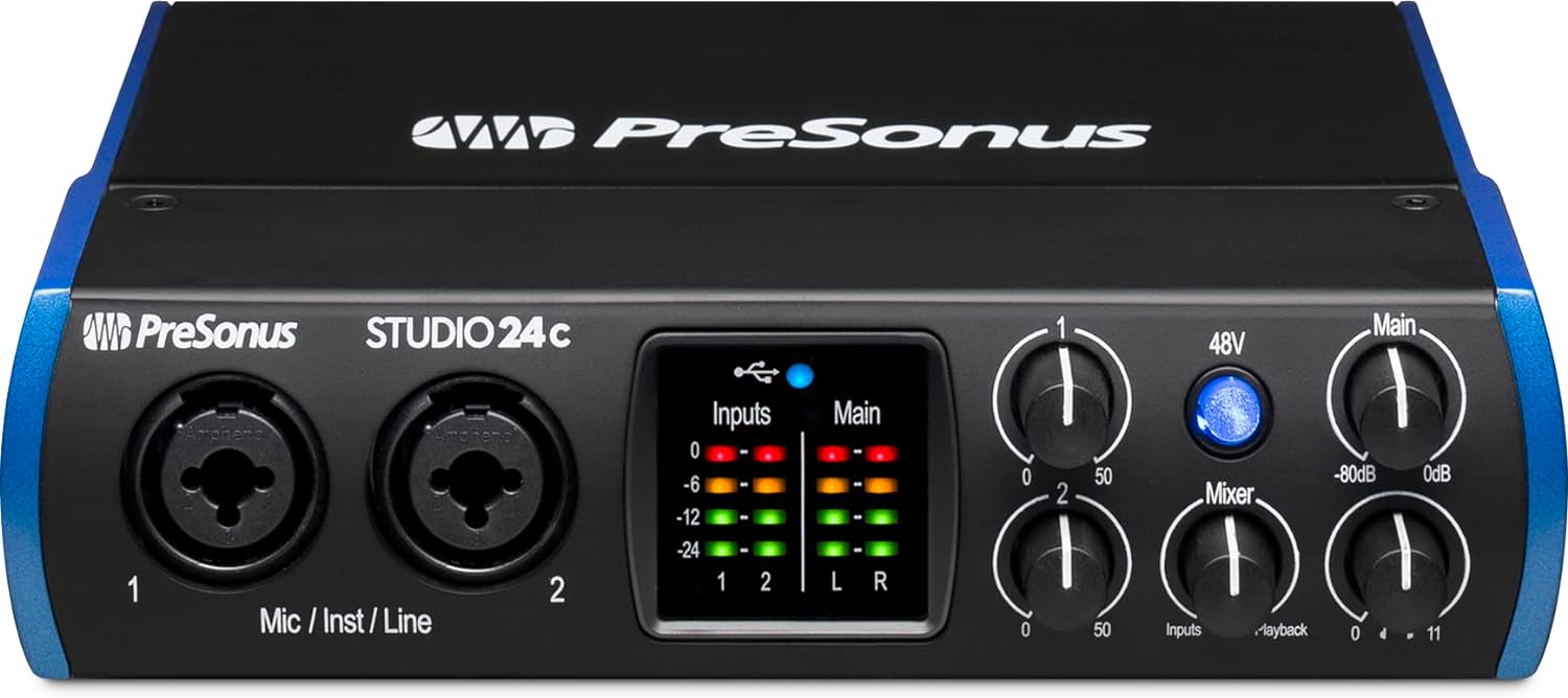 PreSonus Studio 24c, USB - C, Audio Interface, For Recording, Streaming, Podcasting with Software Bundle Including Studio One Artist, Ableton Live Lite DAW - Amazing Gadgets Outlet