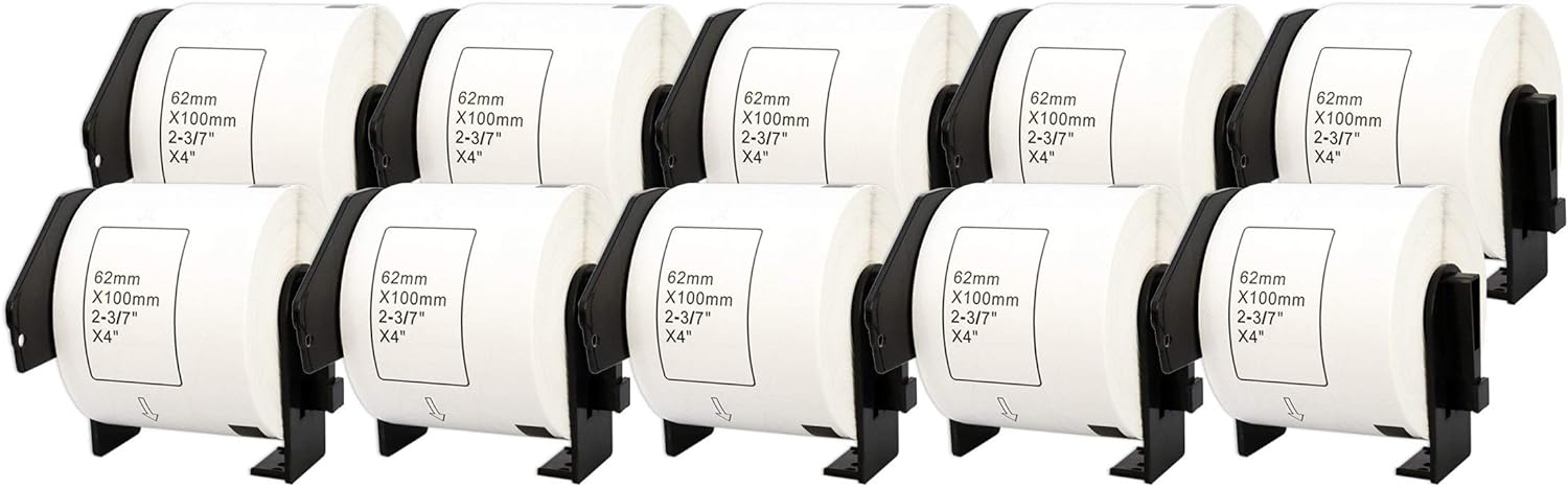 Printing Saver 10 DK - 11202 Continuous White Address Labels Compatible with P - Touch QL - 1050 1050N 1060N 500A 500BS 500BW 560VP 560YX 580 580N 650TD Brother Label Printers (62mm x 100mm) - Amazing Gadgets Outlet