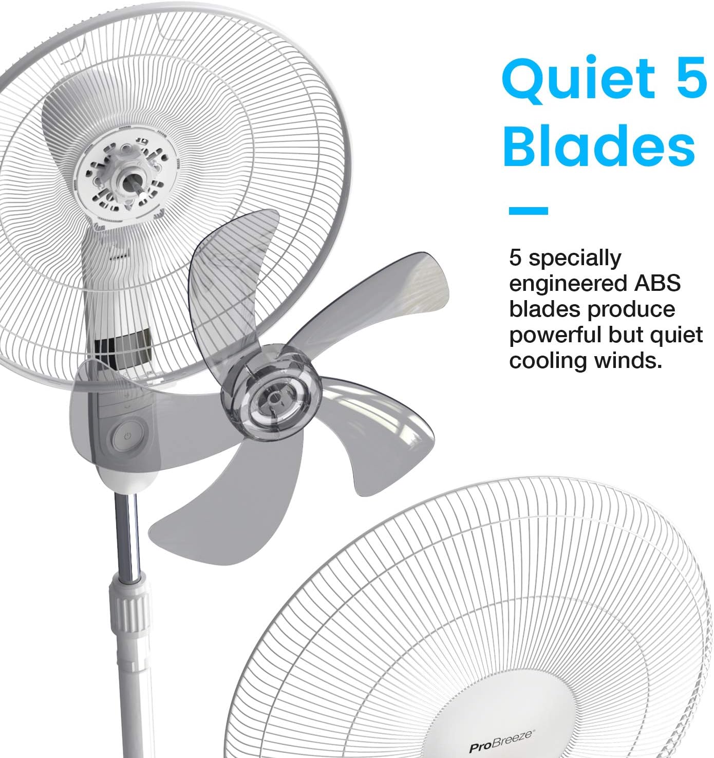 Pro Breeze® 16 - Inch Pedestal Fan with Remote Control and LED Display, 4 Operational Modes, 80° Oscillation, Adjustable Height & Pivoting Fan Head, Perfect for Homes, Offices and Bedrooms - White - Amazing Gadgets Outlet