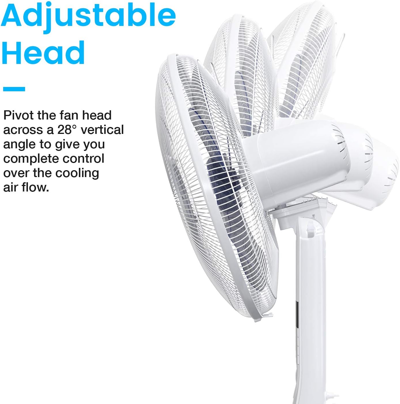 Pro Breeze® 16 - Inch Pedestal Fan with Remote Control and LED Display, 4 Operational Modes, 80° Oscillation, Adjustable Height & Pivoting Fan Head, Perfect for Homes, Offices and Bedrooms - White - Amazing Gadgets Outlet