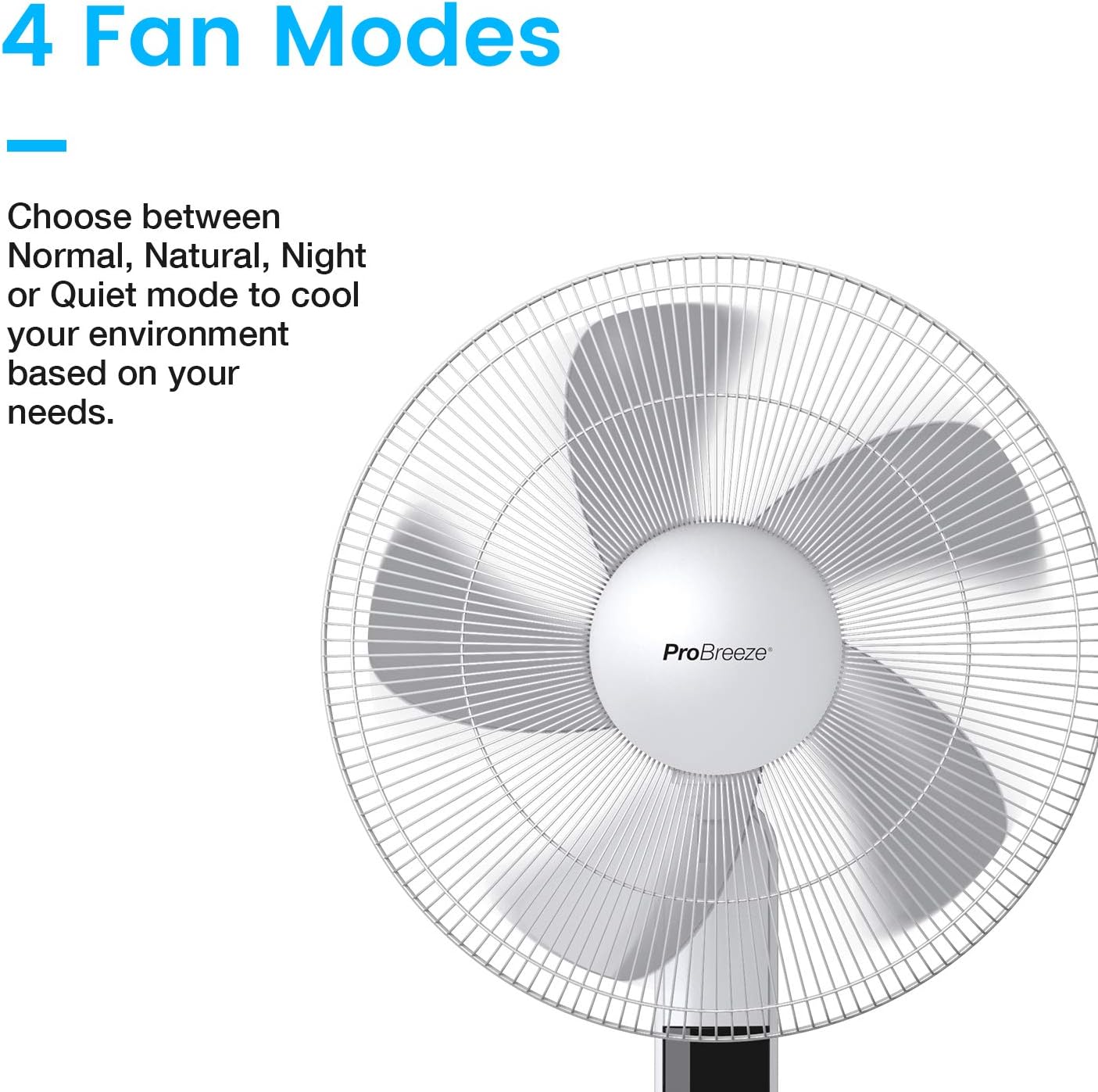 Pro Breeze® 16 - Inch Pedestal Fan with Remote Control and LED Display, 4 Operational Modes, 80° Oscillation, Adjustable Height & Pivoting Fan Head, Perfect for Homes, Offices and Bedrooms - White - Amazing Gadgets Outlet