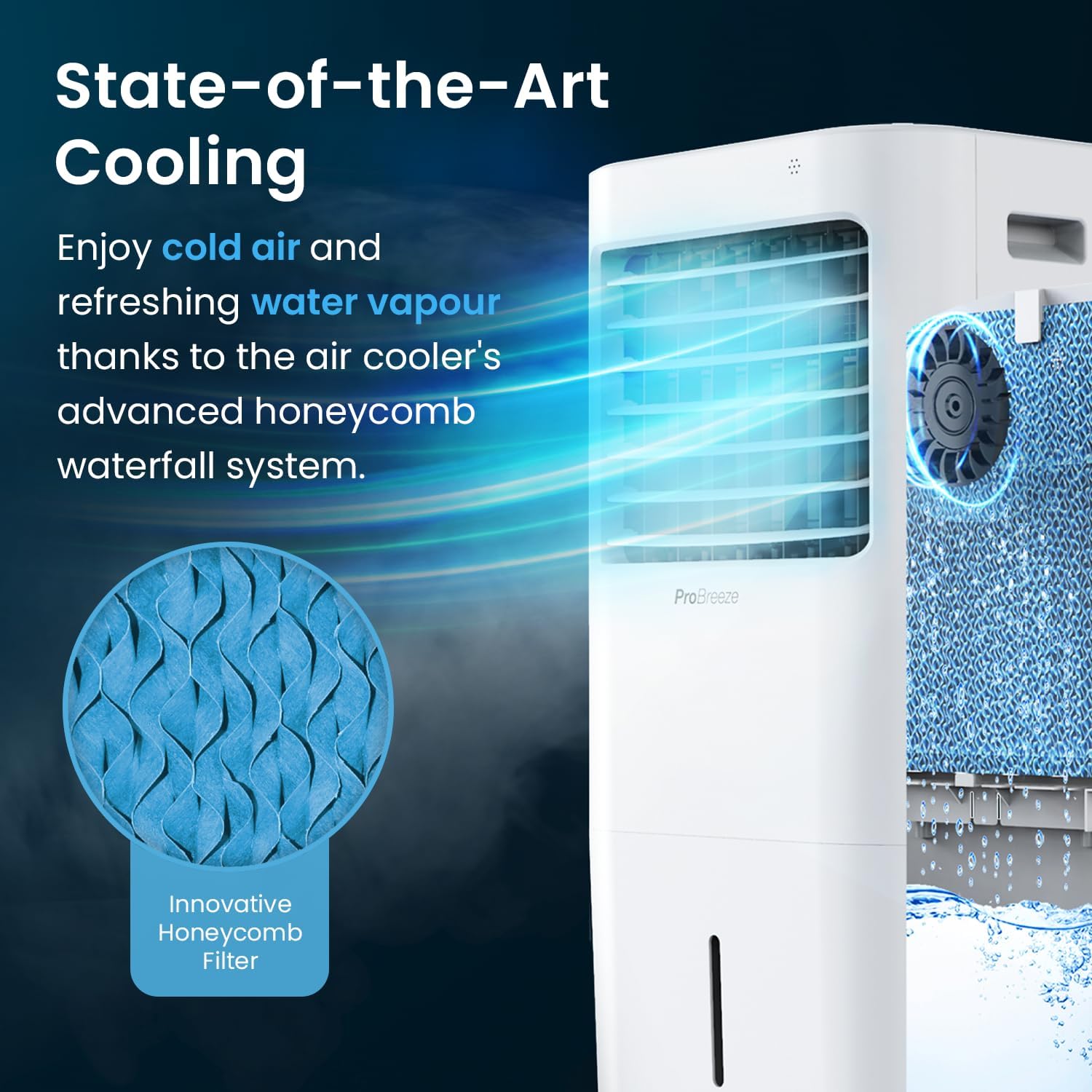 Pro Breeze 4 - in - 1 Air Cooler with 10 Litre Capacity, Remote Control, 3 Fan Speeds & LED Display. Powerful Evaporative Air Cooler with Built - in 7.5 Hour Timer & Automatic Oscillation for Home & Office - Amazing Gadgets Outlet