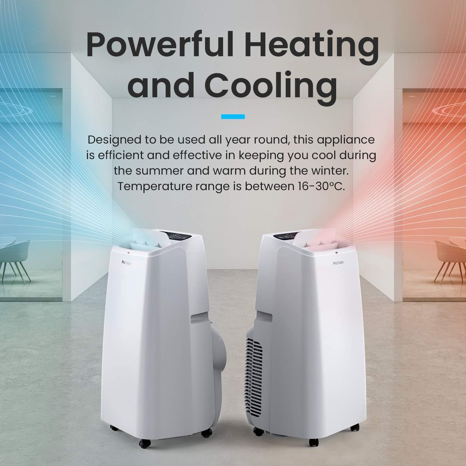 Pro Breeze 4 - in - 1 Powerful Portable Air Conditioner 12,000 BTU - Smart Home WiFi Compatible - App & Voice Control - Heater & Dehumidifier mode, 24hr Timer & Window Venting Kit - Class A Energy Rating - Amazing Gadgets Outlet