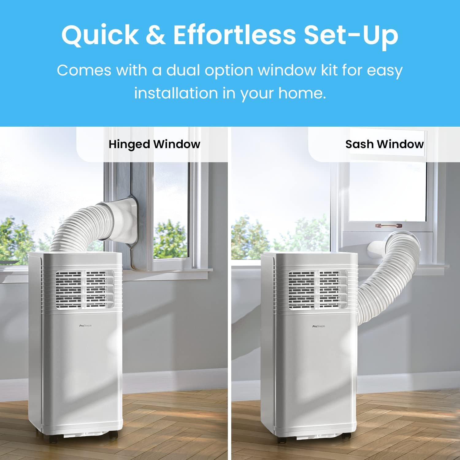 Pro Breeze 4 - in - 1 Smart Portable Air Conditioner 5000 BTU with Wifi, Remote Control, 24 Hour Timer & Dual Window Venting Kit Included - Powerful Air Conditioning Unit for Home - Amazing Gadgets Outlet