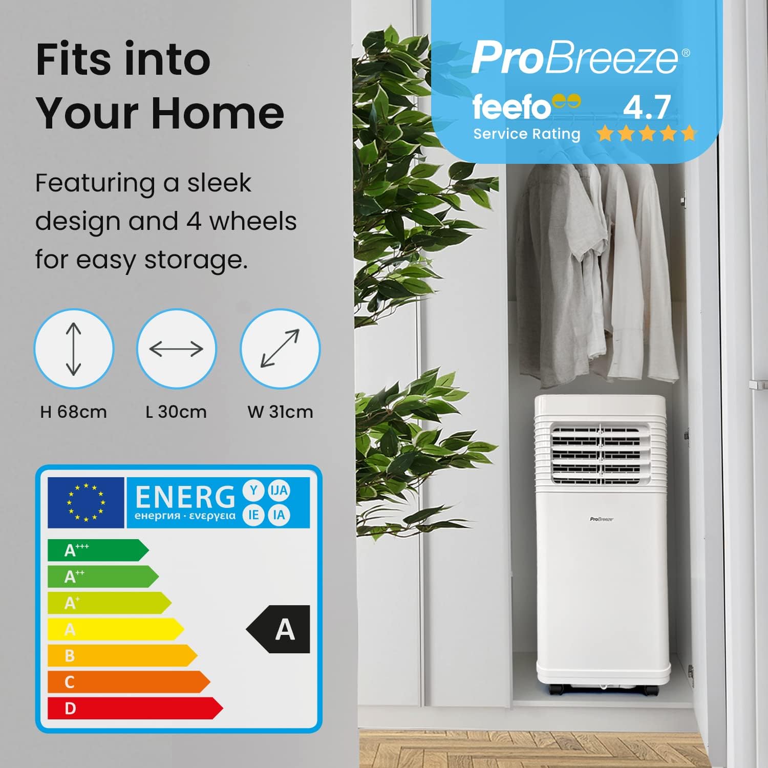 Pro Breeze 4 - in - 1 Smart Portable Air Conditioner 5000 BTU with Wifi, Remote Control, 24 Hour Timer & Dual Window Venting Kit Included - Powerful Air Conditioning Unit for Home - Amazing Gadgets Outlet