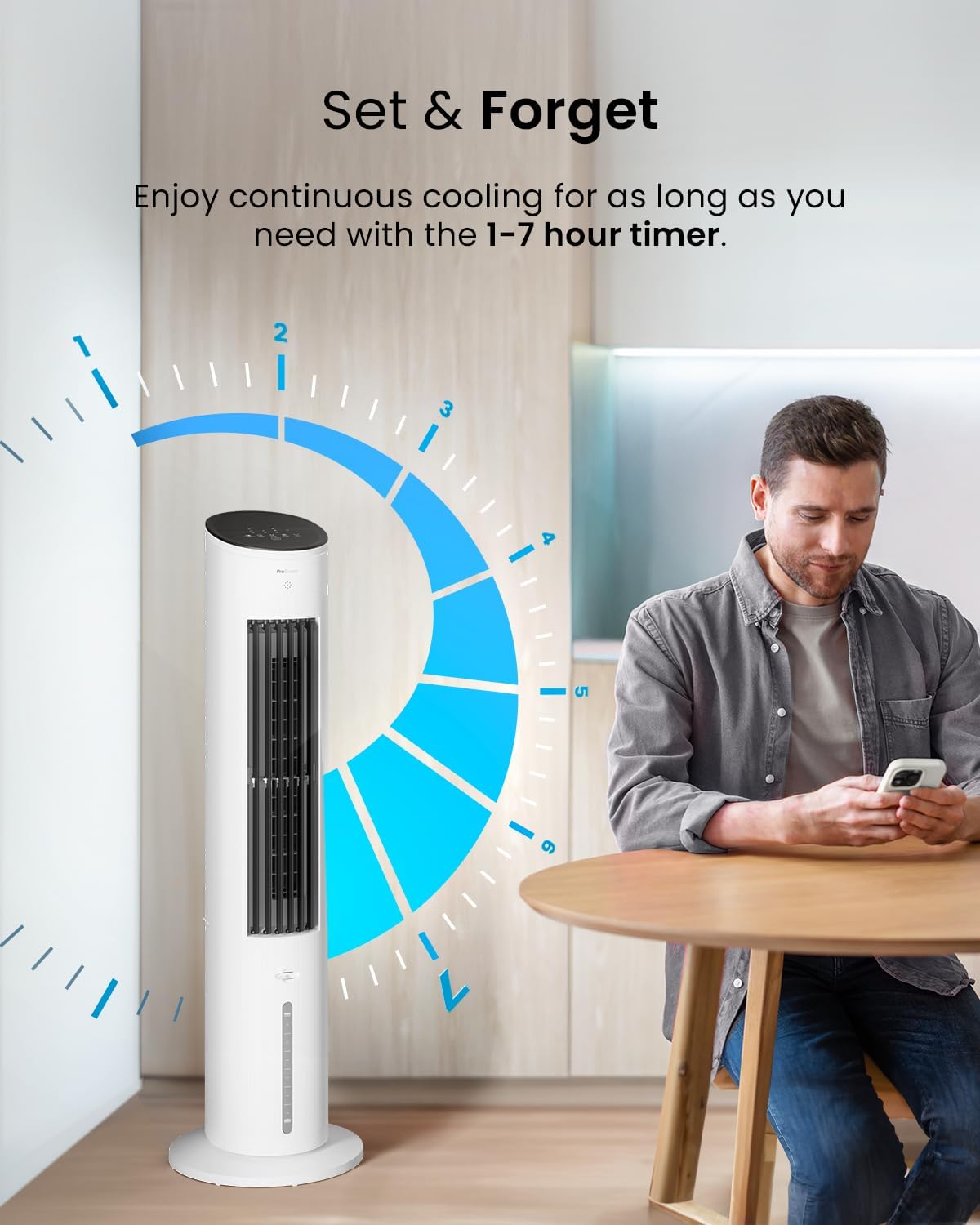 Pro Breeze® 5L Evaporative Air Cooler & Portable Tower Fan with 3 Fan Speeds, Remote Control, Automatic Oscillation, 7 - Hour Digital Timer & Sleep, Natural and Humidification Mode for Home and Office - Amazing Gadgets Outlet