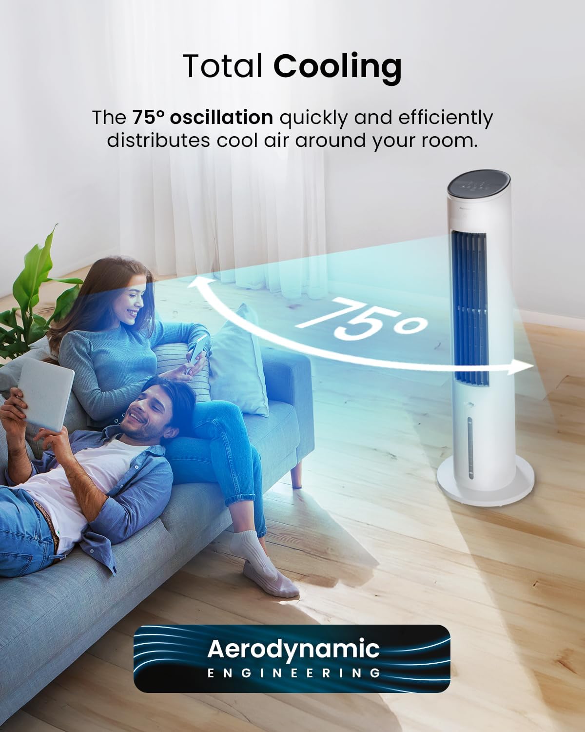 Pro Breeze® 5L Evaporative Air Cooler & Portable Tower Fan with 3 Fan Speeds, Remote Control, Automatic Oscillation, 7 - Hour Digital Timer & Sleep, Natural and Humidification Mode for Home and Office - Amazing Gadgets Outlet