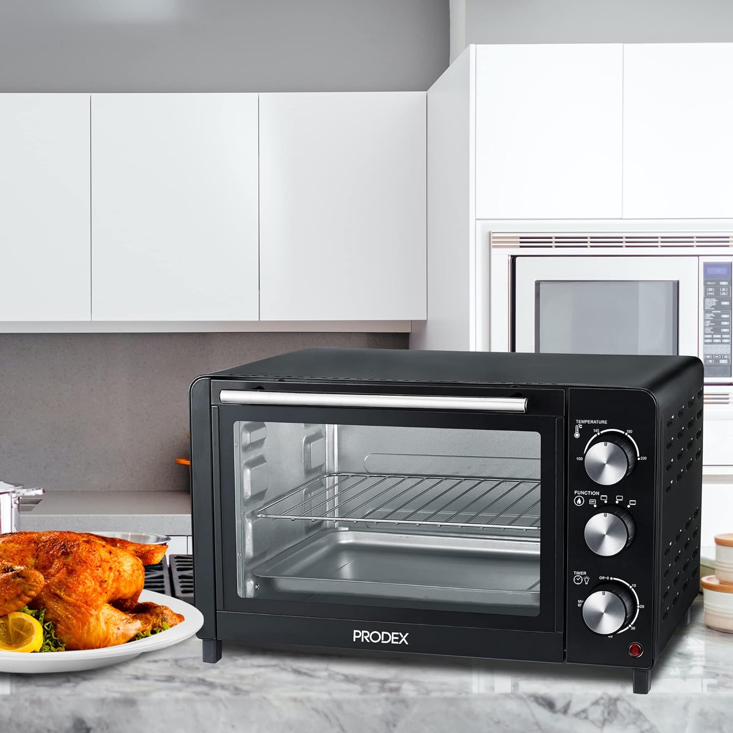 Prodex PX7023B 23 Litre Tabletop Mini Oven, 1500W Electric Cooker & Grill, Ideal for Roasting, Baking, Grilling & Reheating, Temperature Range: 100 - 230°C, Black - Amazing Gadgets Outlet