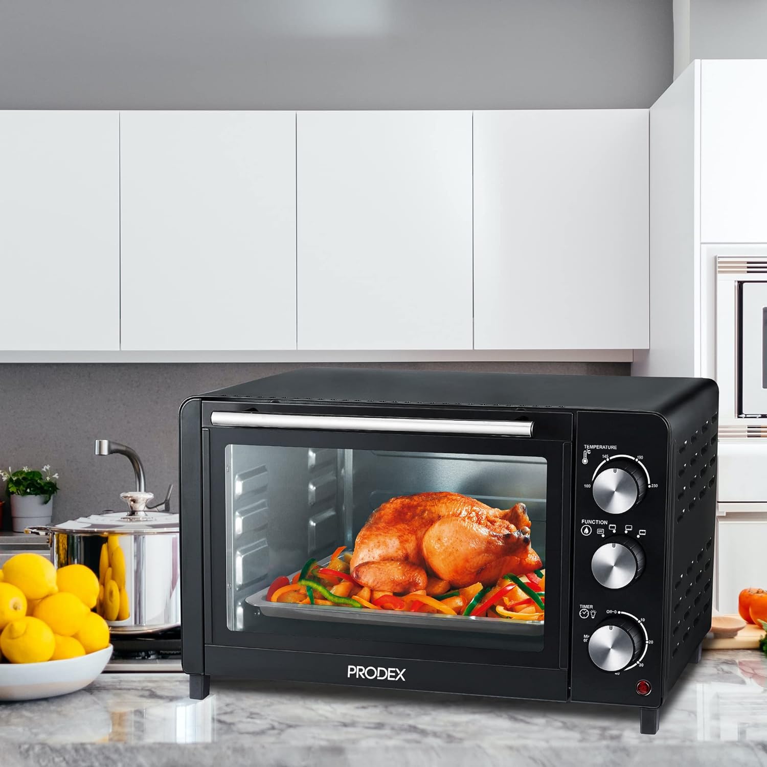 Prodex PX7023B 23 Litre Tabletop Mini Oven, 1500W Electric Cooker & Grill, Ideal for Roasting, Baking, Grilling & Reheating, Temperature Range: 100 - 230°C, Black - Amazing Gadgets Outlet