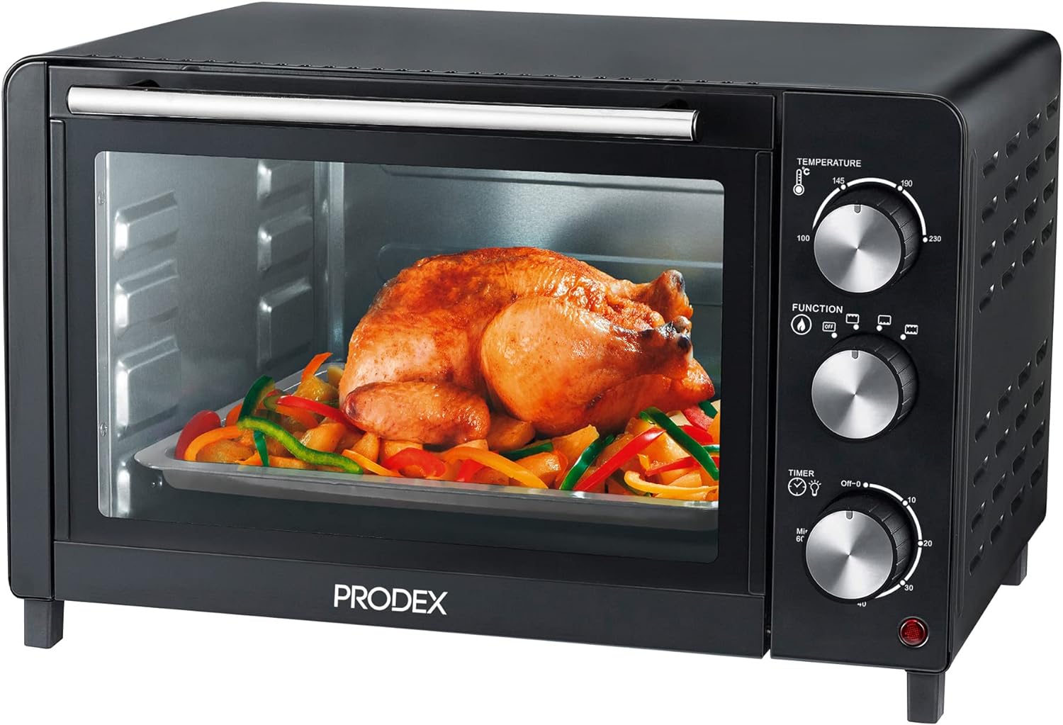 Prodex PX7023B 23 Litre Tabletop Mini Oven, 1500W Electric Cooker & Grill, Ideal for Roasting, Baking, Grilling & Reheating, Temperature Range: 100 - 230°C, Black - Amazing Gadgets Outlet