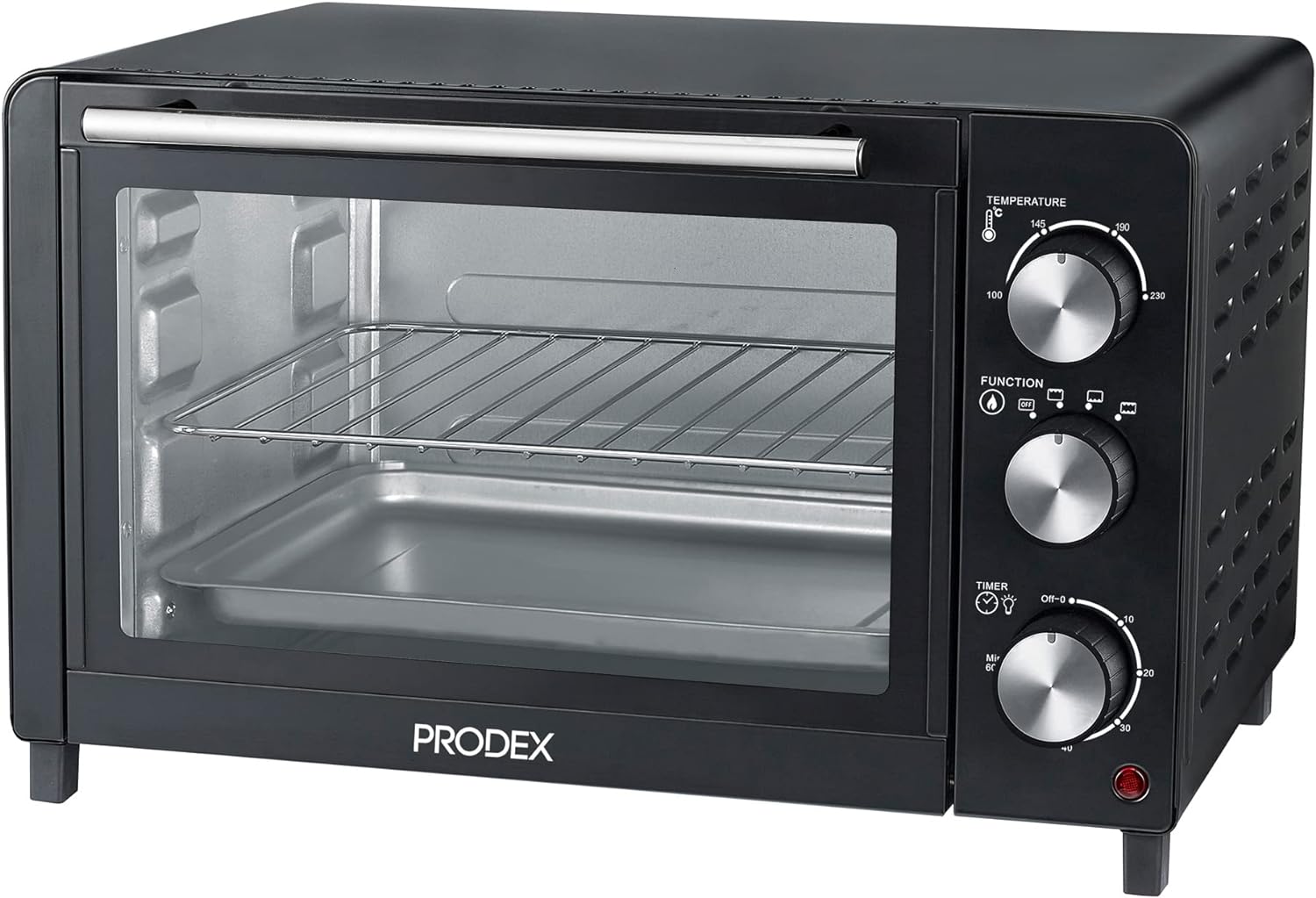 Prodex PX7023B 23 Litre Tabletop Mini Oven, 1500W Electric Cooker & Grill, Ideal for Roasting, Baking, Grilling & Reheating, Temperature Range: 100 - 230°C, Black - Amazing Gadgets Outlet