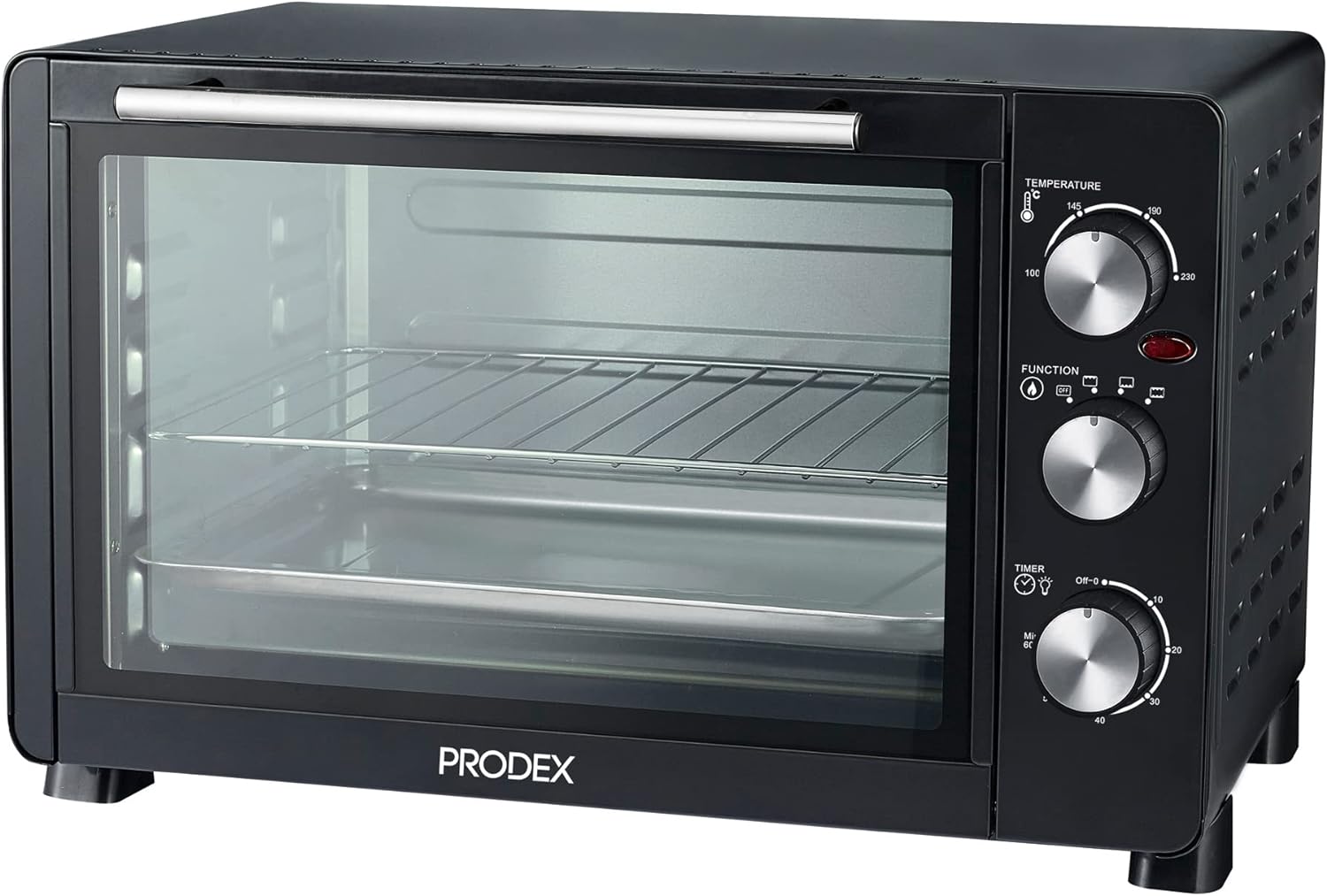 Prodex PX7030B 30 Litre Tabletop Mini Oven, 1500W Electric Cooker & Grill, Ideal for Roasting, Baking, Grilling & Reheating, Temperature Range: 100 - 230°C, Black - Amazing Gadgets Outlet