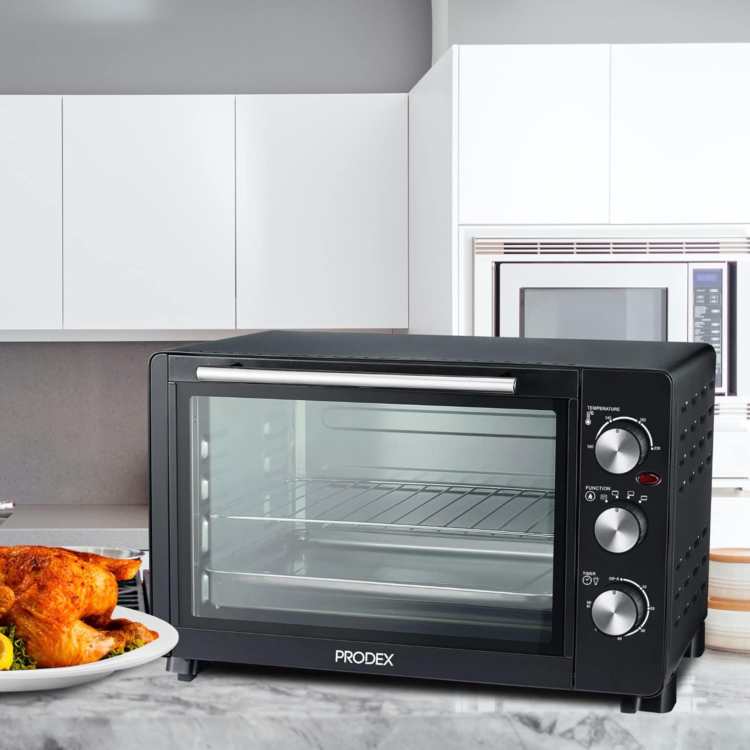 Prodex PX7030B 30 Litre Tabletop Mini Oven, 1500W Electric Cooker & Grill, Ideal for Roasting, Baking, Grilling & Reheating, Temperature Range: 100 - 230°C, Black - Amazing Gadgets Outlet