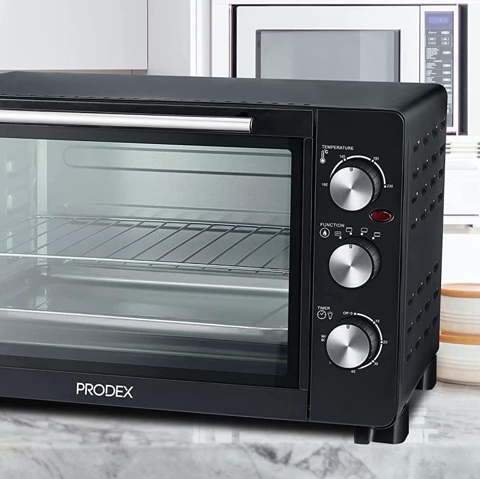 Prodex PX7030B 30 Litre Tabletop Mini Oven, 1500W Electric Cooker & Grill, Ideal for Roasting, Baking, Grilling & Reheating, Temperature Range: 100 - 230°C, Black - Amazing Gadgets Outlet