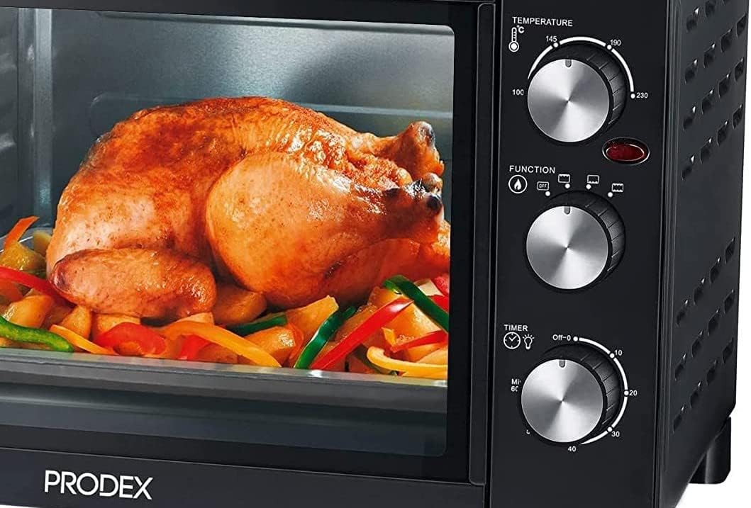 Prodex PX7030B 30 Litre Tabletop Mini Oven, 1500W Electric Cooker & Grill, Ideal for Roasting, Baking, Grilling & Reheating, Temperature Range: 100 - 230°C, Black - Amazing Gadgets Outlet