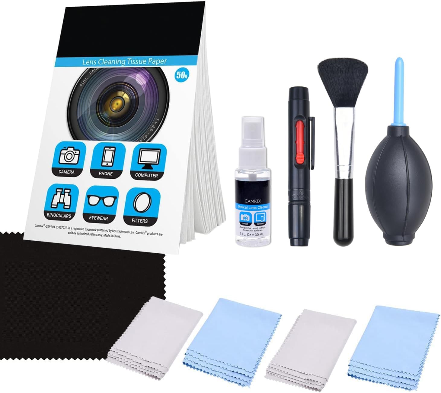 Professional Cleaning Kit for Digital SLR Cameras (Canon, Nikon, Pentax, Sony) Includes 1 Double - Sided Lens Cleaning Pen / 1 Bottle of Alcohol - Free Cleaning Liquid for Optical Lens / 1 Booklet of 50 Lens Cleaning Wipes / 1 Lens Brush / 1 Air Blower / 5 Mi - Amazing Gadgets Outlet