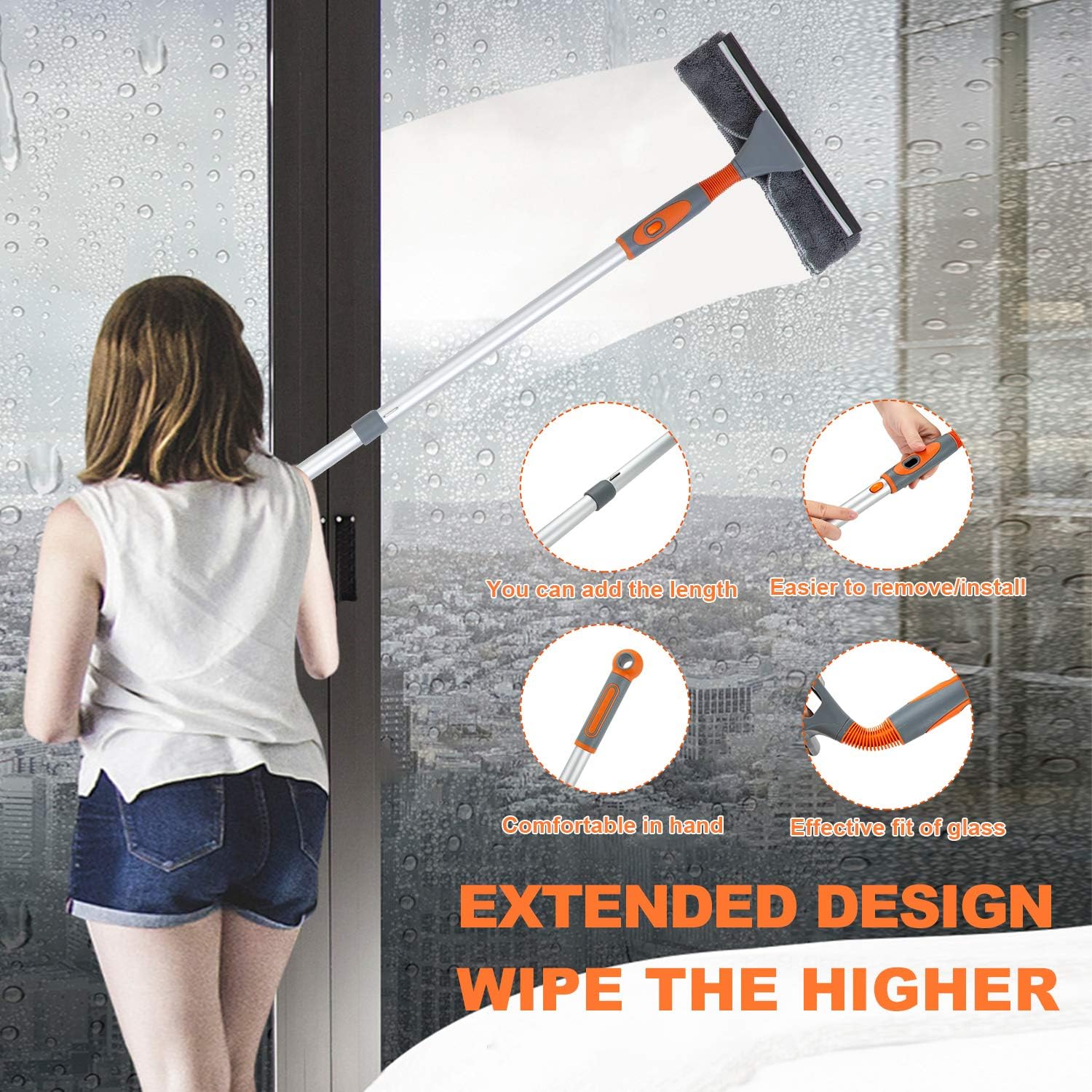 Professional Window Squeegee Cleaner, Equipment Kit Shower Squeegee 158cm Telescopic Window Washing Equipment with Bendable Head,and Aluminium Cleaning Tools for Indoor/Outdoor High Window   Import  Single ASIN  Import  Multiple ASIN ×Product cus - Amazing Gadgets Outlet