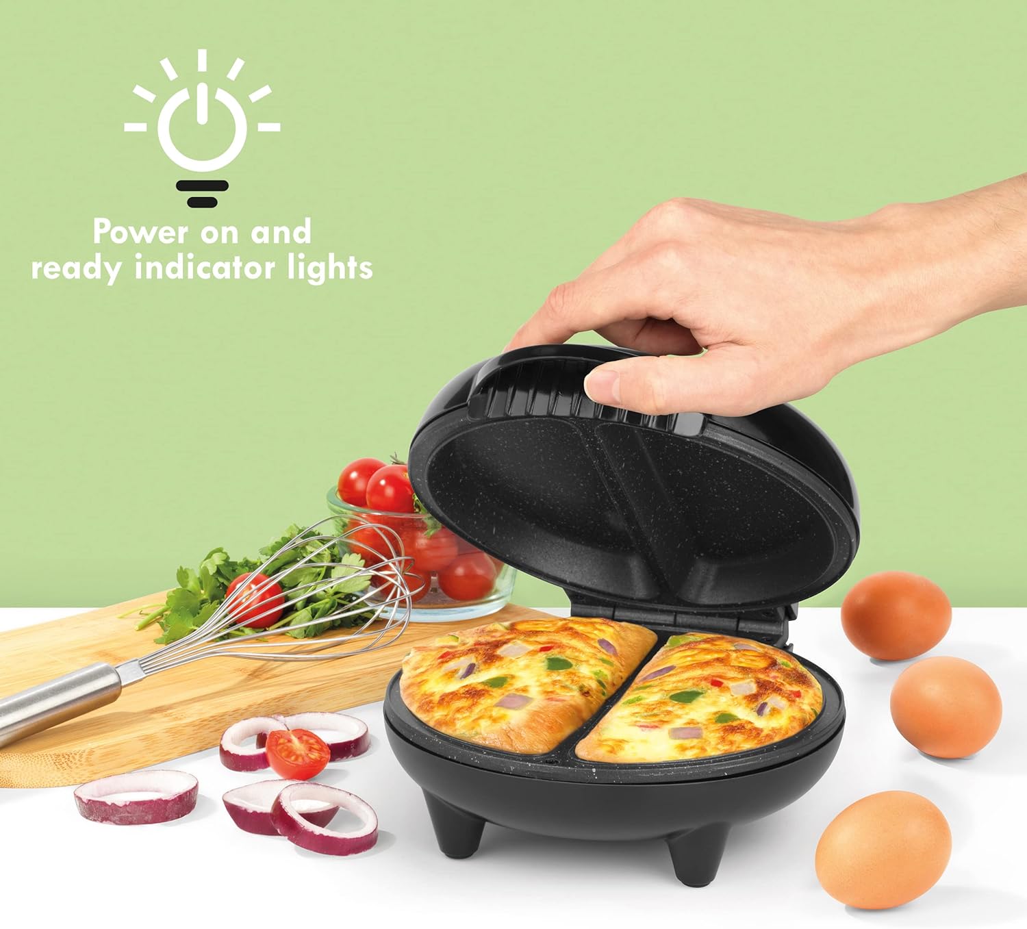 Progress EK2716PH Go Healthy Dual Omelette Maker - Non - Stick, Twin Cooking Chambers, Compact, Easy To Use Multicooker, Use Little to No Oil, Fluffy Omelettes/Pancakes, Indicator Lights - Amazing Gadgets Outlet