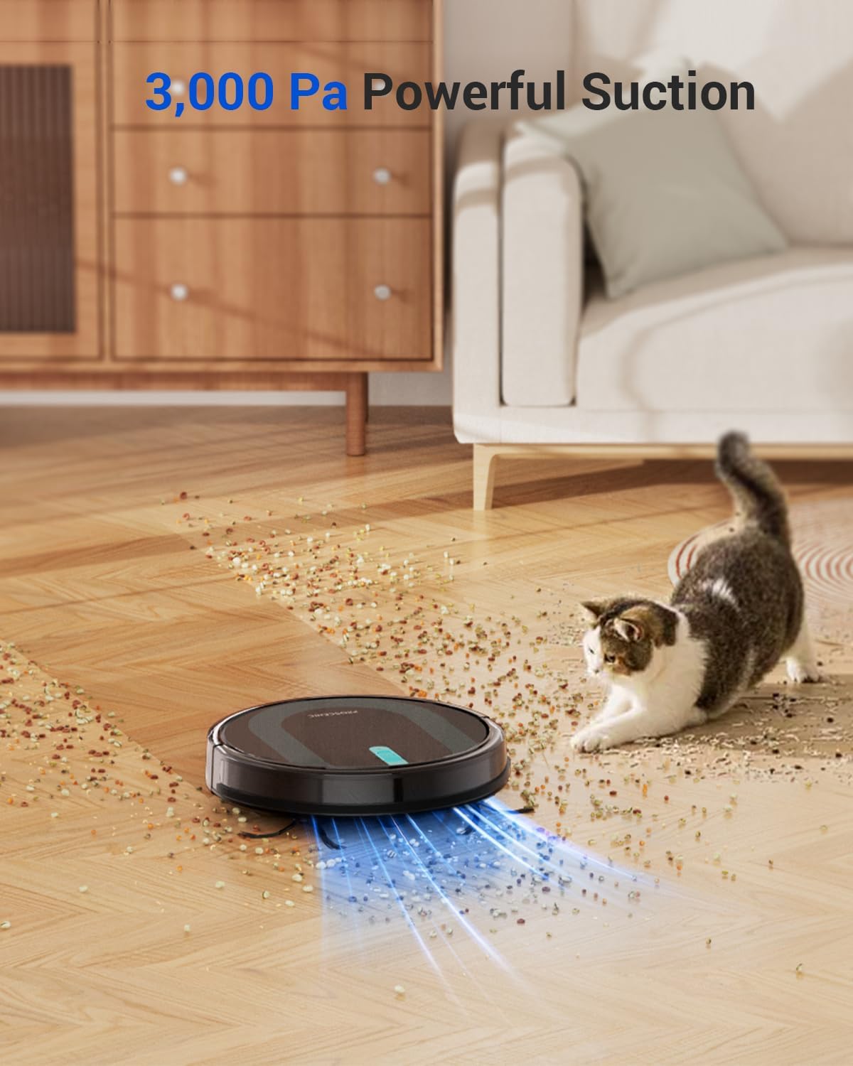 Proscenic 850T Robot Vacuum Cleaner with Mop, 3000Pa Strong Suction Robotic Vacuum with Mop, Wifi/App/Alexa/Remote Control, Automatic Self - Charging, Ideal for Pet Hair, Hard Floor&Carpet, 7.3cm Thin - Amazing Gadgets Outlet