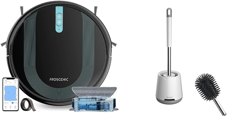 Proscenic 850T Robot Vacuum Cleaner with Mop, 3000Pa Strong Suction Robotic Vacuum with Mop, Wifi/App/Alexa/Remote Control, Automatic Self - Charging, Ideal for Pet Hair, Hard Floor&Carpet, 7.3cm Thin - Amazing Gadgets Outlet