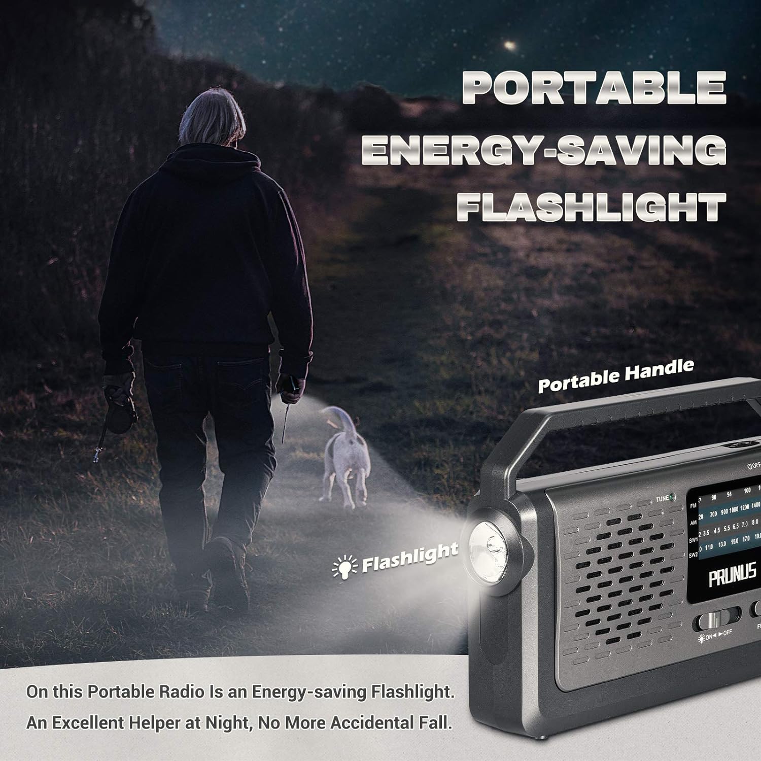 PRUNUS J - 15 Portable Radio Mains and Battery, SW AM FM Radio Battery Operated by 3x D Cell Battery or AC Power, Transistor Radio with 3W Large Speaker, Flashlight for Emergencies. - Amazing Gadgets Outlet