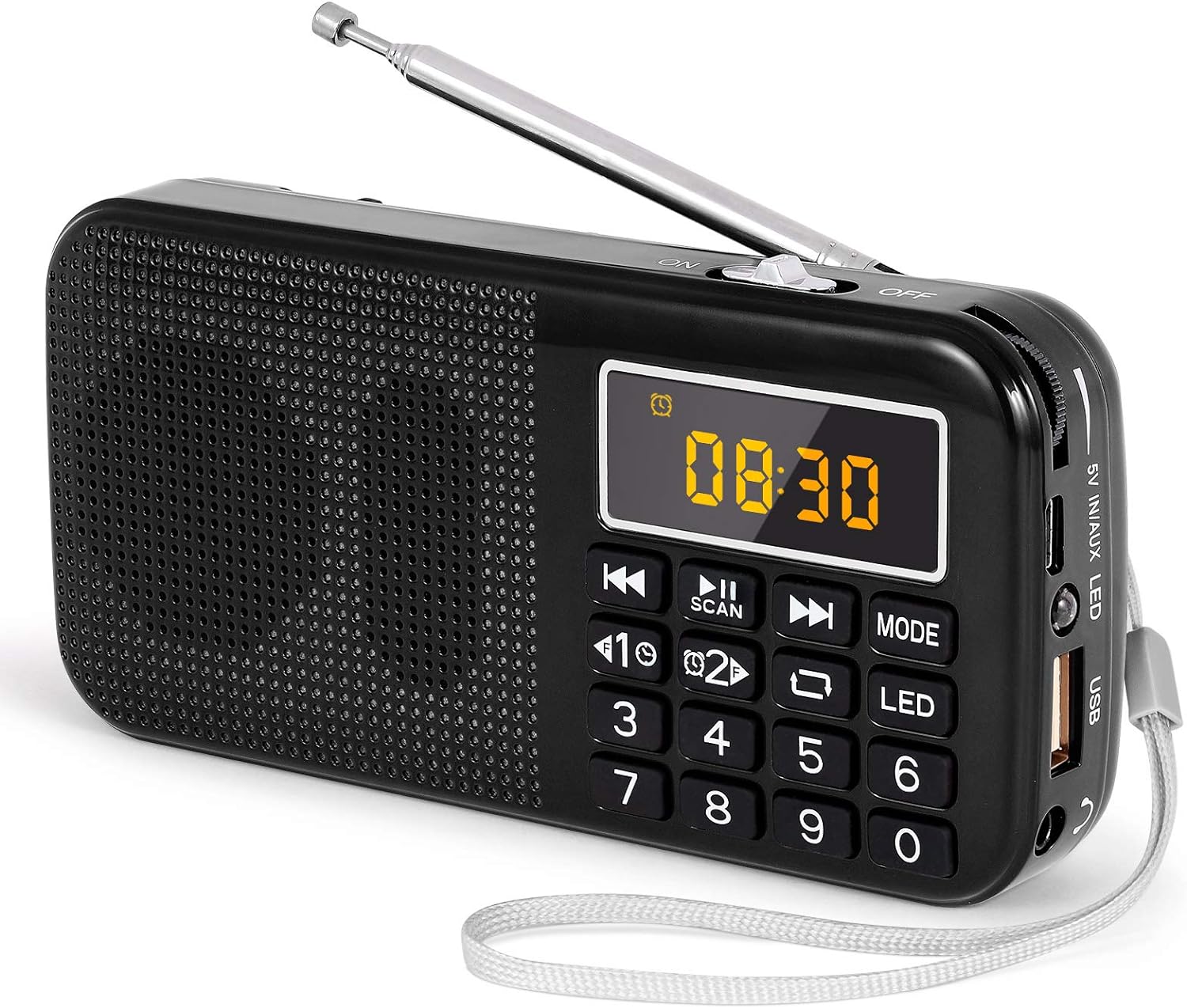 PRUNUS J - 725 Rechargeable Radio Portable, FM Radio Alarm Clock, Small Radio with 3000mAh Rechargeable Battery. Battery Operated Radio Digital support SD USB MP3 AUX Player and Emergency Flashlight. - Amazing Gadgets Outlet