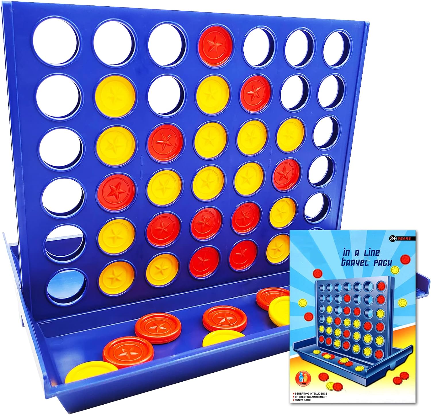 Pup Go 4 in a Row Game - 6 Spare Discs included, Classic Board Game for Kids, Classic Four in a Row, Family Fun Games for Age 3 4 5 6 7 Year Old Boys Girls Children Adults, Line Up 4 (Standard) - Amazing Gadgets Outlet