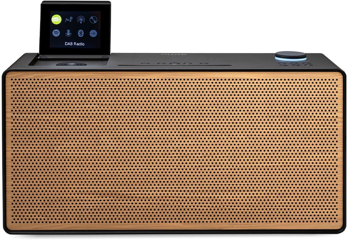 Pure Evoke Home All - in - One Stereo Music System (DAB+/FM Radio, Internet Radio, Podcasts, Spotify Connect, Bluetooth, CD, foldable colour display) Coffee Black - Amazing Gadgets Outlet