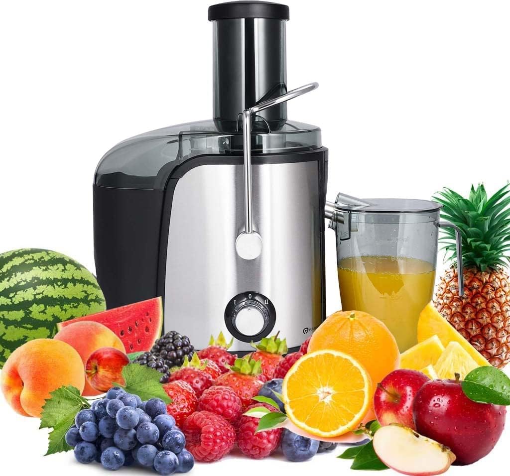 PureMate Juicer Machines, 800W Powerful Juicer Extractor Quick Juicing for Whole Fruit and Vegetable, BPA - Free with 2 Speed Settings, Easy to Clean & 75MM Large Feed Chute, Centrifugal Juicer Machine - Amazing Gadgets Outlet