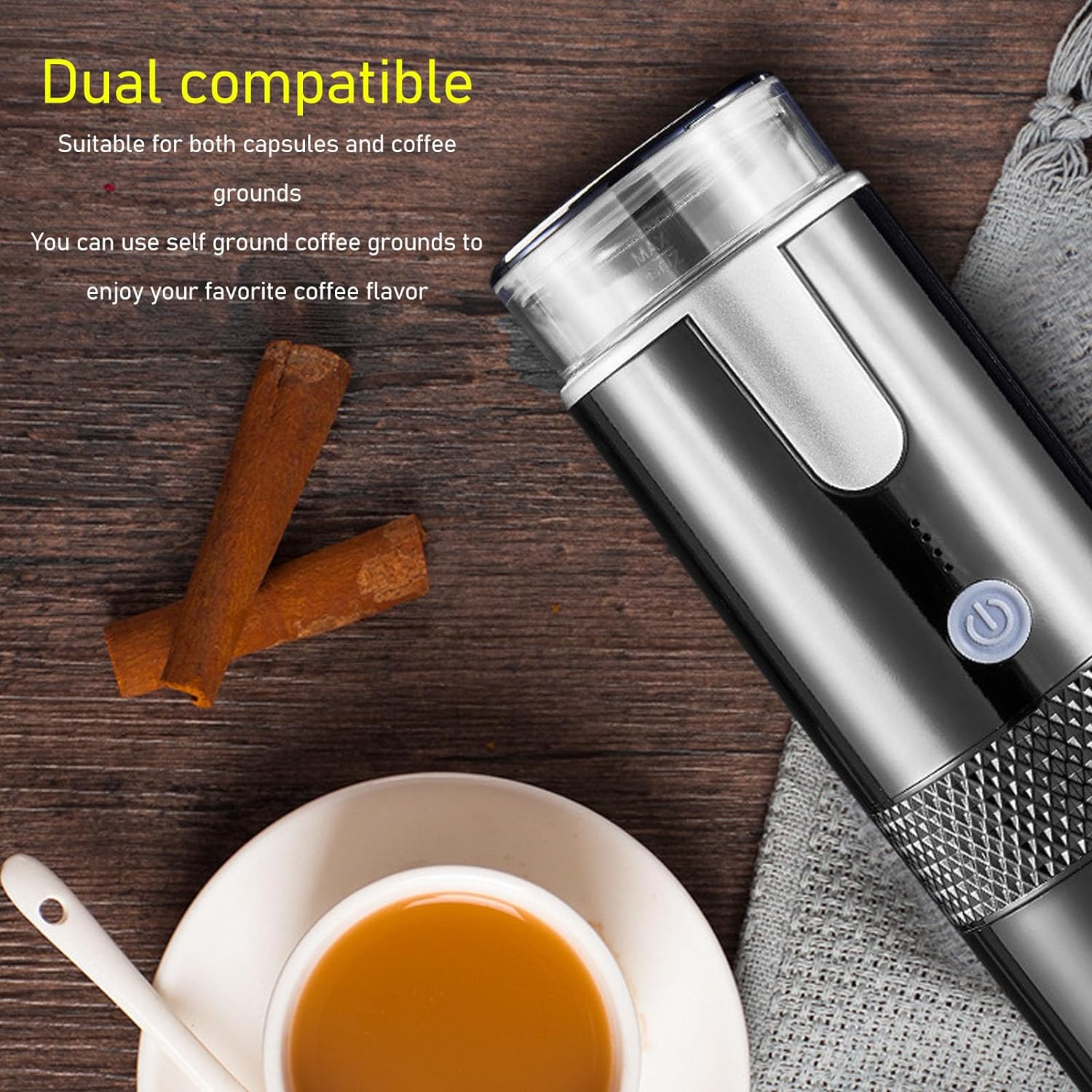 Pyhodi Electric Coffee Machine, Auto Portable Espresso Machine Rechargeable Manually Operated Fast Brewing Coffee Maker with 1200mAh Battery, Compatible with Capsule & Ground Coffee - Amazing Gadgets Outlet